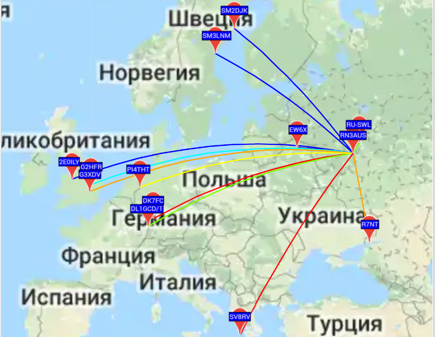 wspr map with old
        horizontal 150 m ant